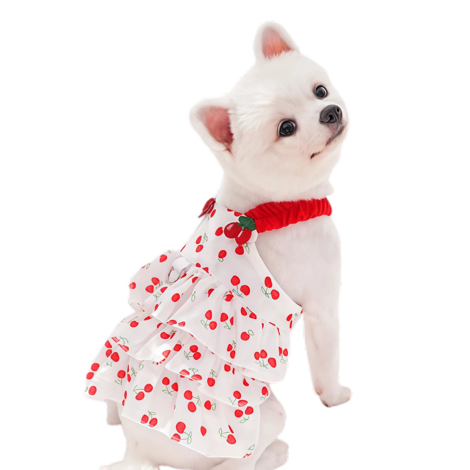 Creative Cherry Print Dog Princess Dress