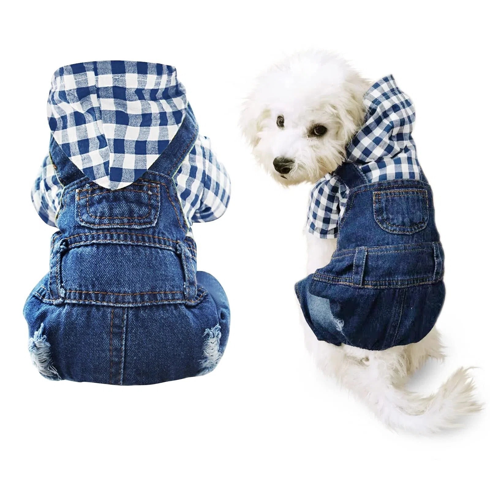Pet Blue Plaid Jumpsuit