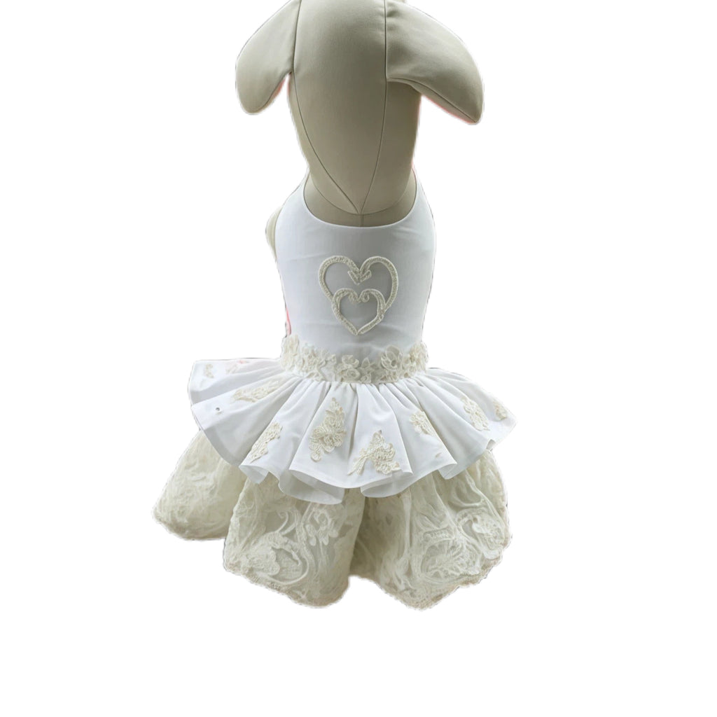 Pet Ecru and White Patchwork Wedding Dress