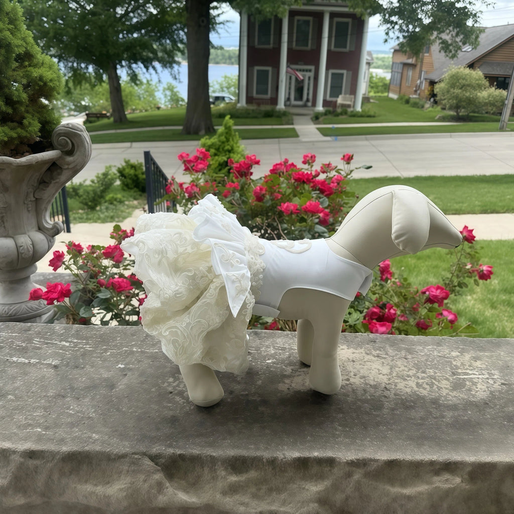 Pet Ecru and White Patchwork Wedding Dress