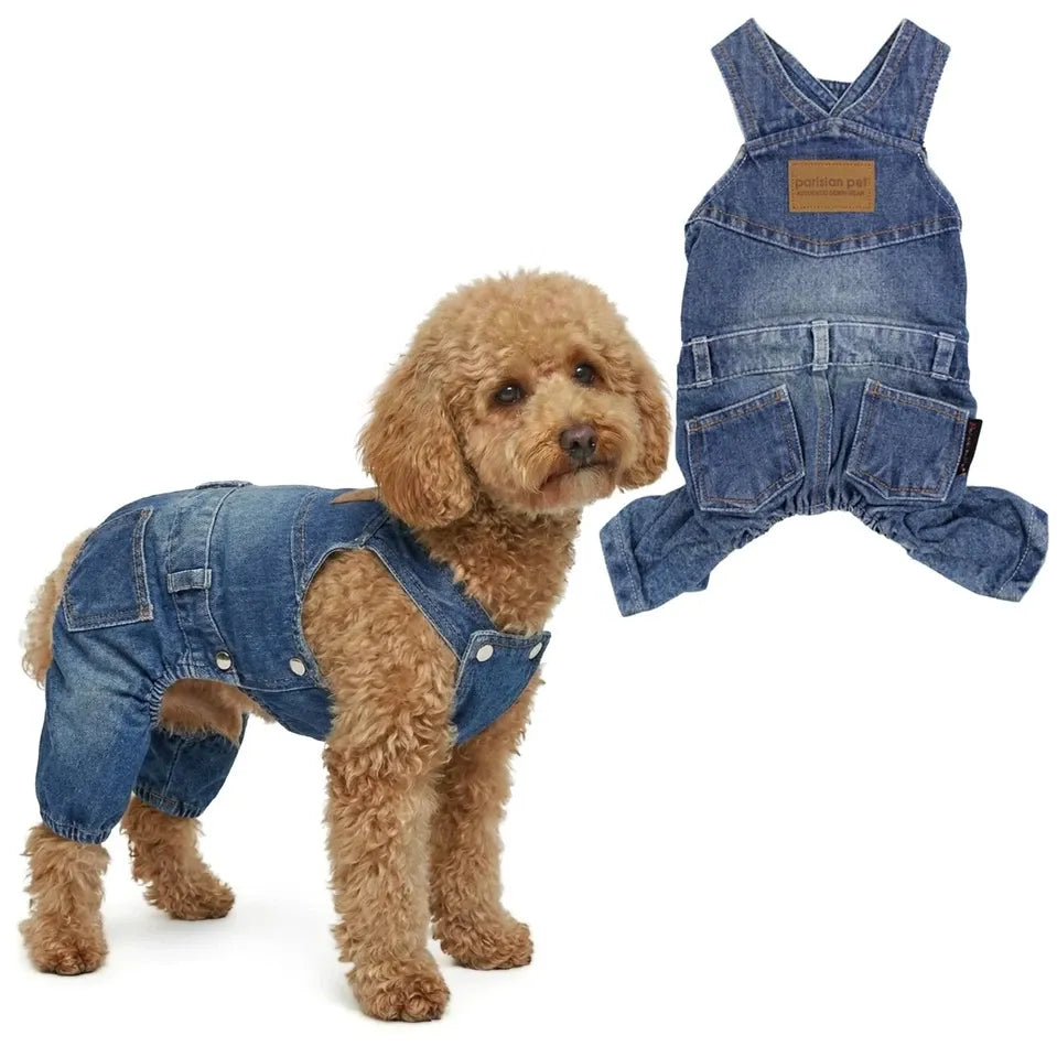 Small Pet Breathable Blue Denim Jumpsuit