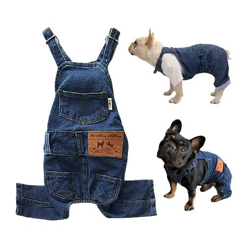Small Pet Breathable Blue Denim Jumpsuit