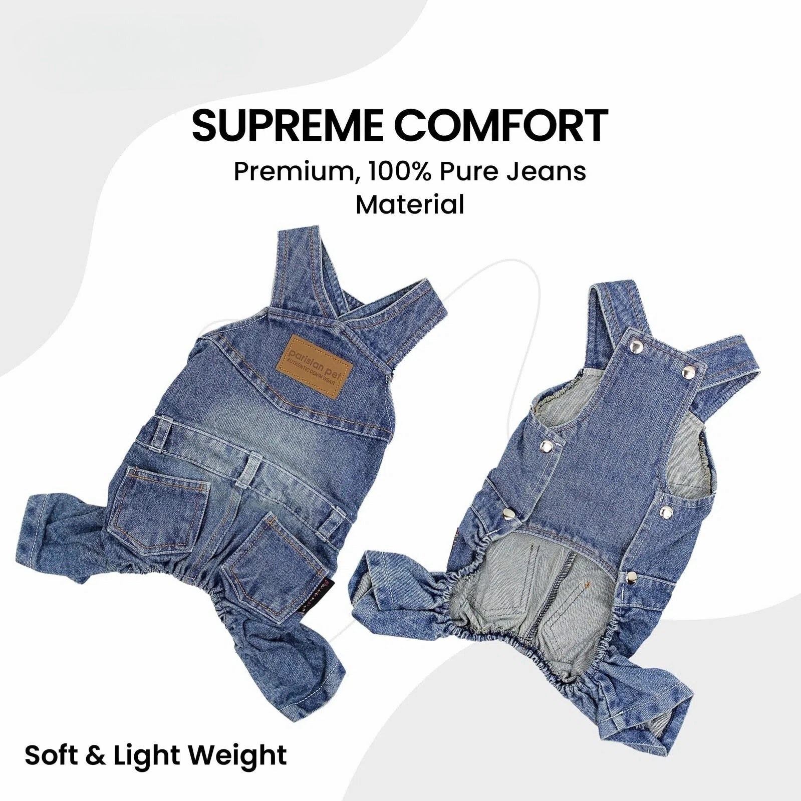Small Pet Breathable Blue Denim Jumpsuit